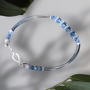 925 Silver & Austrian Crystal Bangle Bracelet